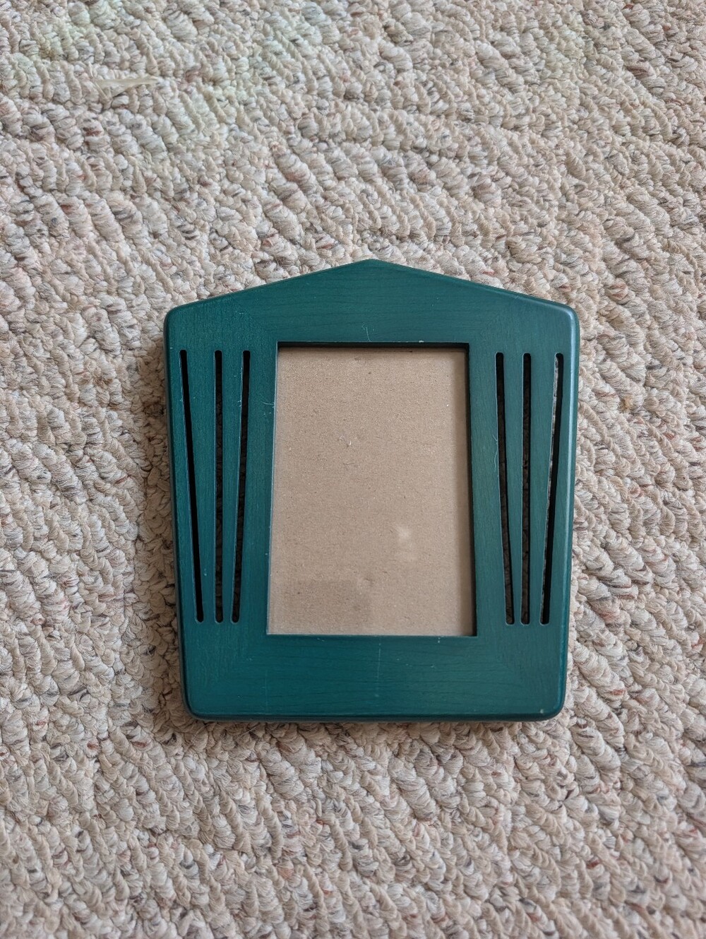 Vintage 90s Wood Art Deco Picture Frame Photo Retro Forest Green Teal Fetco Vtg